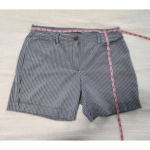 Lands’ End Women’s Chino Gingham Shorts Size 14 – Navy and White Classic Fit - Picture 3 of 7